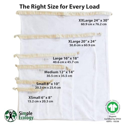 Simple Ecology Organic Cotton Mesh Laundry Bag – X-Large 2-Pack | Protects Sweaters, Jackets & Hoodies • GOTS Certified • Microplastics-Free - size: X-Large 2-pack