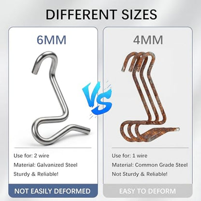 40 Pack 6mm Fence Wire Tighteners with 1 Tightener Tool Combo, 1/4" Barb Wire Tightener for Fast Tighting Metal Fence Post and Garden Fence Wire（Tighteners Handle）