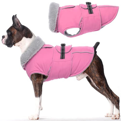 Lelepet Dog Coats for Medium Dogs Waterproof Dog Jacket with Adjustable Fit - color: Pink, size: M