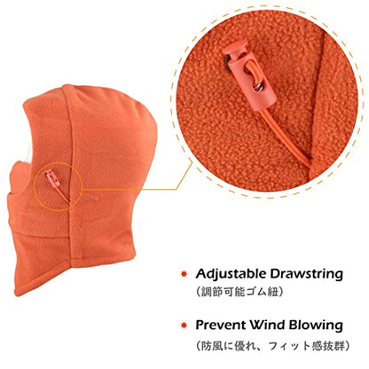 TRIWONDER Kids Winter Hats Balaclava Ski Mask for Boys Girls Toddlers Windproof Adjustable Cold Weather Face Mask Neck Warmer - color: Orange