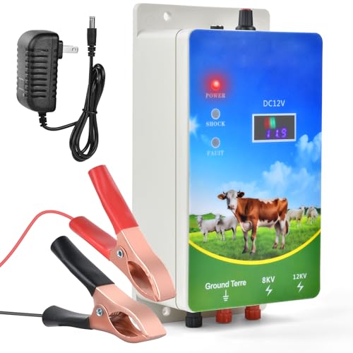 Electric Fence Charger 6 Mile, 8KV-12KV 2J Output, LED Display