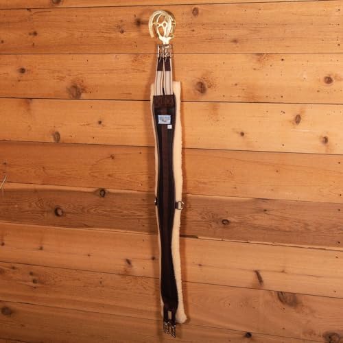 EASY-UP Berlin Brass Double Horseshoe Bridle Rack for Horses | Solid Brass Wall Mount | Elegant Arched Top for Halters & Bridles | Hook for Leads & Girths