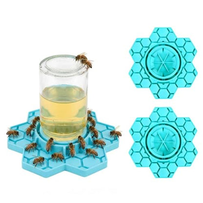 2 Pack Bee Watering Station, Silicone Mason Jar Bee Feeder (Blue) | Silicone bee waterer and feeder fits regular and wide-mouth Mason jars for garden, hive, or backyard bee watering - color: Blue