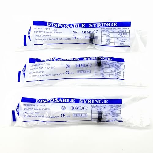 10mL Luer Lock Syringes (No Needle) - 100-Count Bagged, Sterile & Individually Sealed - size: 10ML