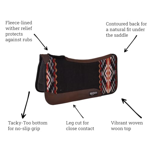 Reinsman APEX Ranahan Tacky Too Soft Breathable Non-Slip Shock-Absorbing Fleece-Lined Moisture-Wicking Contoured Back Protection Horse Riding Saddle Pad - color: Black
