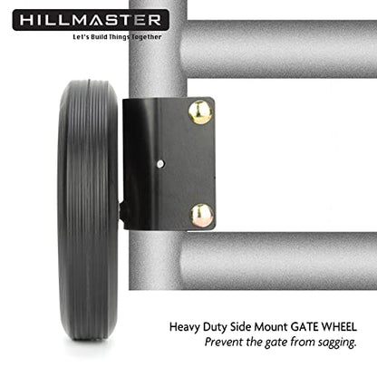 HILLMASTER Heavy Duty 8 Inch Gate Wheel Gate Caster Kit with 1-5/8" Thru 2" Gate Frames, Durable Gate Helper Wheel Gate Support Wheel for Chain Link Fence Swing Gate, Black