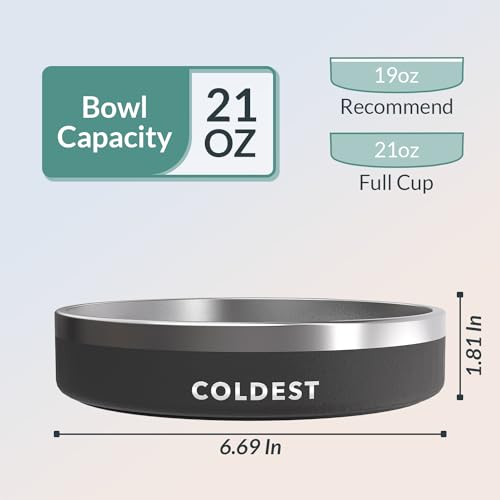 Coldest Dog Bowl - Anti Rust Metal, Non Slip, 3 Layers Insulated Stainless Steel Dog Bowls - Spill Proof & Heavy Duty - Water Bowl for Dogs, Cats & Pets, Dish Washer Safe (21 oz, Stealth Black) - color: Stealth Black, size: 21 oz