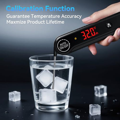 0.3s Instant Read Meat Thermometer, IP67 Waterproof (Black) - color: Black