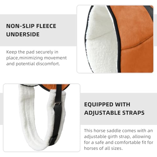 Bareback Pad for Horses, Horse Saddle Pad with Adjustable Girth,Shock-Absorbing Bareback Saddle Pad,Riding Pad for Horse Riders (Brown)