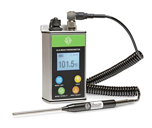 GLA M900 Veterinary Cattle Rectal Thermometer Smaller, Lighter. Fast, Accurate Temps in 8-15 Secs. Big, Back-Lit LCD. Rechargeable. Built for Dairies & Feedlots. - size: 3.0 Inch