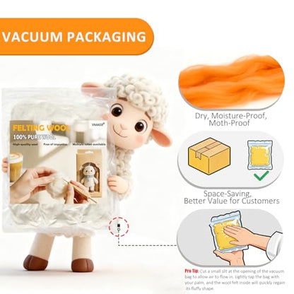 3.4oz Needle Felting Wool Sun Orange for DIY Needle Craft Enthusiasts - color: Sun Orange
