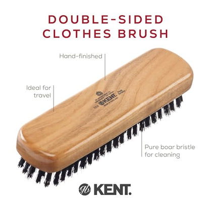 Kent CC2 Finest 100% Handcrafted Clothes Brush: Black Boar Bristle & Nylon Mix with Cherrywood Handle - Travel-Size Lint/Fuzz Remover for Cashmere, Wool, Silk; Suede Brush & Pet Hair Lint Roller - style: CC2