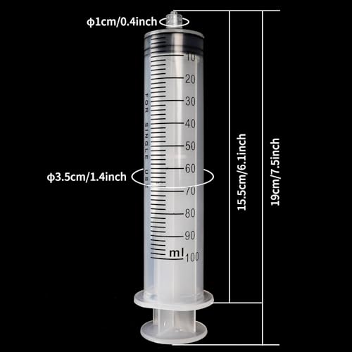 2pcs 100ml Plastic Syringes with 2pcs 47in Flexible Tubing and Luer Tips