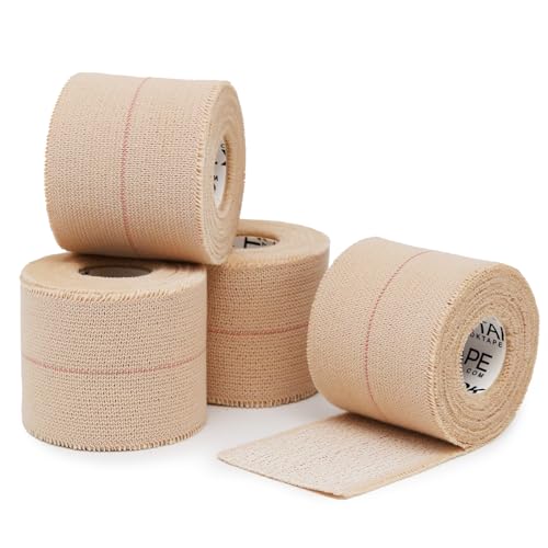 OK TAPE Elastic Adhesive Tape Bandage Tape Wrap 2 Inch Wide 4 Rolls | Flexible Stretch Bandages for Sports Ankle, Knee and Wrist Sprains (Beige) - size: 2 Inch x 5 Yard