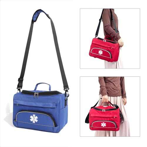 Empty Medicine Bag for Travelling Red First Aid Bag On Call Trauma Bag EMT First Responder Carrier Bag Medical Supplies Kit Emergency Bag for School(Bag only) - color: Blue