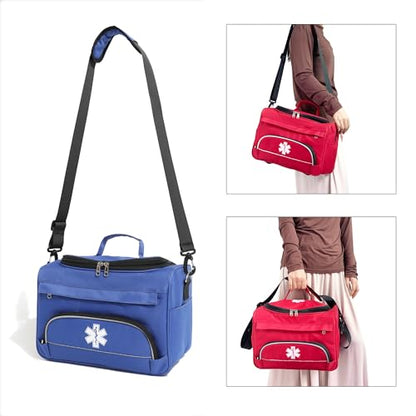 Empty Medicine Bag for Travelling Red First Aid Bag On Call Trauma Bag EMT First Responder Carrier Bag Medical Supplies Kit Emergency Bag for School(Bag only) - color: Blue
