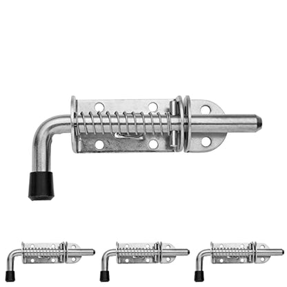 JQK Spring Loaded Latch Pin, 304 Stainless Steel Barrel Bolt Thickened 2mm Door Lock, 5 Inch Brushed Finished(4 Pack), HSB300-P4 - color: Brushed, size: 5Inch - 4Pack