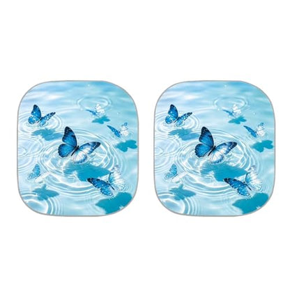 2 PCS Car Windshield Sun Shade Blue Butterfly Auto Sunshades Sunshade Visor Auto Sun Heat and UV Rays Blocker Foldable Automotive Accessories for Summer Heat UV - color: Blue Butterfly Print