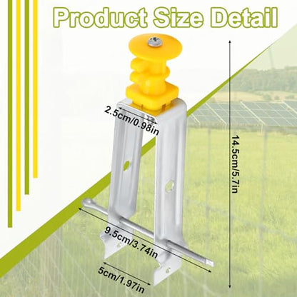 Tondiamo Chain Link Insulator Electric Fence Stainless Steel Insulator T Post Extender Wire Holders for Chain Link and Studded T & U-posts Tubing(Yellow,50 Pcs) - color: Yellow