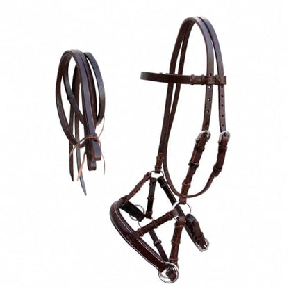 Horse Western English Leather Bitless Sidepull Bridle w/ Split Reins 77RS11 - color: Brown