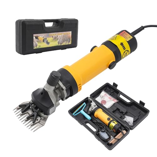 Professional Sheep Shears, 6-Speed Adjustable Electric Carpet Trimmer 690W Animal Shearing Clippers Heavy Duty Farm Livestock Haircut with Blades