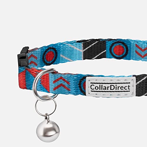 Tribal Aztec Cat Collar 2-Pack, Breakaway with Bell - color: Blue Ethnic & Aztec