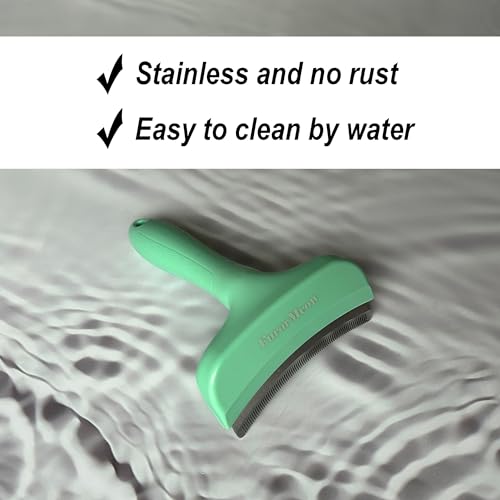 Pet Deshedding Tool with Curve Blade, Cat Grooming Brush, Tight V-shaped Teeth Shedding Comb for Cats and Dogs (Green, Large) - color: Green, size: Large