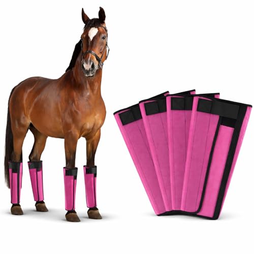 Fly Boots for Horses Set of 4, Horse Fly Boots with Breathable Mesh - color: Pink