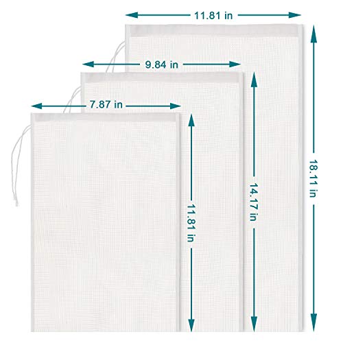 Boao 6 Pack Nut Milk Bags - Reusable Food Strainer Bags with Fine Mesh Nylon Drawstring, 3 Sizes