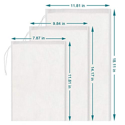 Boao 6 Pack Nut Milk Bags - Reusable Food Strainer Bags with Fine Mesh Nylon Drawstring, 3 Sizes