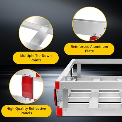 MaxxHaul 70108 Aluminum Cargo Carrier With High Side Rails- Trailer Hitch Mount For RV's, Trucks, SUV's, Vans, Cars With 2" Hitch Receiver - 500-lb Load Capacity, Grey, 49" x 22.5" - style: Cargo Carrier