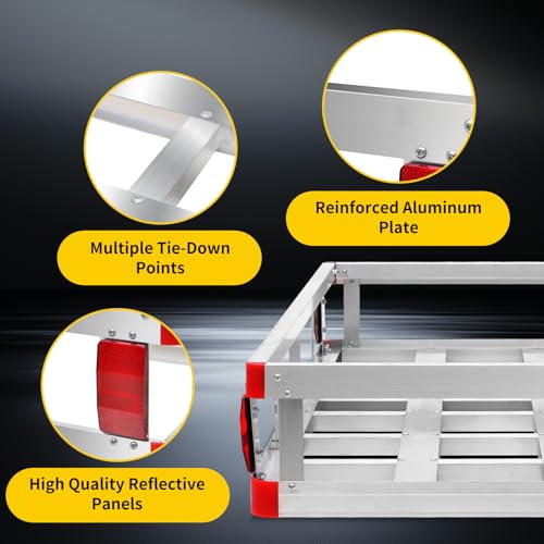 MaxxHaul Aluminum Hitch Mount Cargo Carrier with Tightener - 500 lb Capacity Basket for 2 Inch Receiver - Rust-Proof Rack for RV Truck SUV Van (50881) - style: With Hitch Tightener