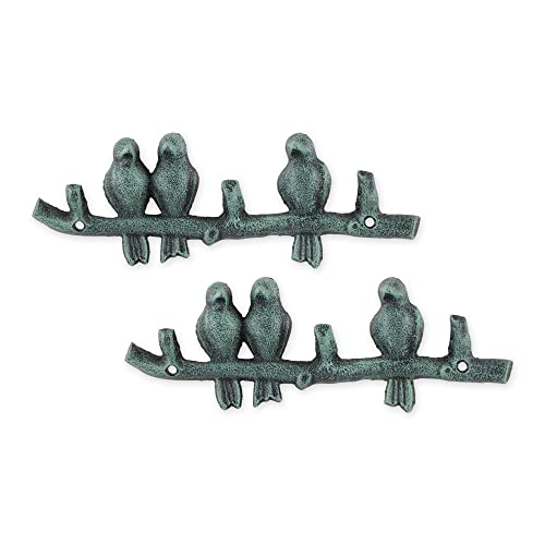DII Cast Iron Decorative Wall Hook Set, Birds on a Branch, 2 Count - size: Birds on a Branch