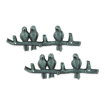 DII Cast Iron Decorative Wall Hook Set, Birds on a Branch, 2 Count - size: Birds on a Branch