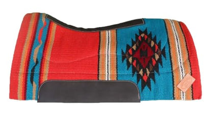 Horse Western Handwoven New Zealand Wool Contoured Felt Saddle Pad 3922HW - color: Red TurquoiseOrange