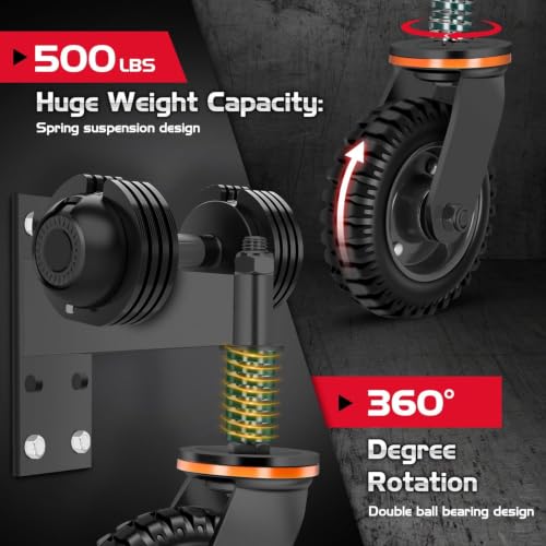 6 Inch Heavy Duty Fence Gate Wheel 500lb Capacity for Metal Tube Gates | 360 Degree Rotation Spring Loaded Caster Includes Screws and Screwdriver Durable Wheel for Smooth Gate Operation (Black) - size: 6INCH BLACK