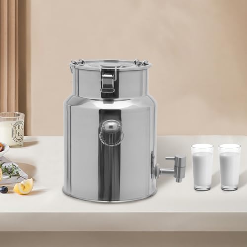 304 Stainless Steel Water Dispenser, 10L/2.64 Gal Milk Jug Dispenser | Metal Water Dispenser, Beverage Dispenser with Locking Sealed Lid, Liquid Container Storage Jug Pot for Milk, Wine, Oil