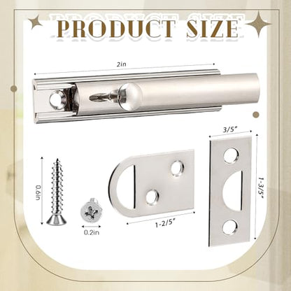 Lothee 2" 4 Pcs Brass Surface Bolt Door Latch, Satin Nickel - color: Satin Nickel, size: 2 Inch