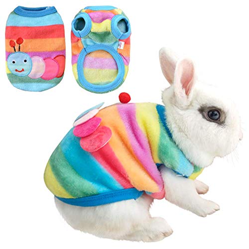 ANIAC Pet Costume Cute Rabbit Clothes Soft Bunny Vest Cozy T-Shirt for Kitten Ferret Chihuahua Puppy and Small Animals (2XS, Rainbow) - color: Rainbow, size: 2XS