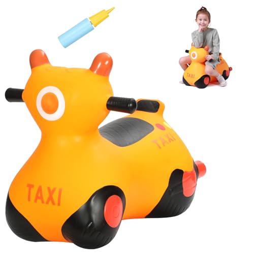 INPANY Kids Bouncy Car Hopper Toys, Toddlers Ride on Car, Gifts Toy for Kid | Eco-Friendly PVC, Low Center Gravity, Cute Cartoon Design, Load 100 Lbs, Learn & Exercise & Active Fun, Gifts for 1-3 Kids - color: Orange Car