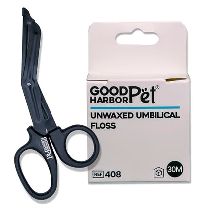 Good|Harbor Pet Un-Waxed Umbilical Whelping Floss & Animal Cord Cutting Kit | for Dog, Cat, and Animal Births | 100 Ft