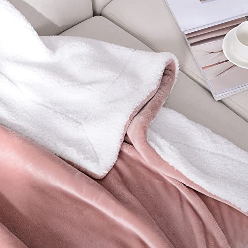 SOCHOW Sherpa Fleece Throw Blanket, Dusty Pink, 50x60 inches - color: Dusty Pink, size: 50"×60"