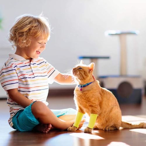 ROZKITCH 4 PCS Dog Arm Sleeves for Licking Scratching Elbow Front Legs - color: Yellow, size: S-Leg Girth: 2.04in