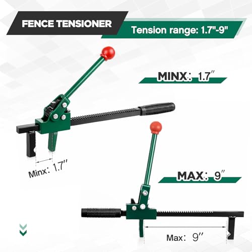 LEIFIDE 1 Pc Chain Link Fence Stretcher Tool Ratcheting Wire Tightener Puller for Woven Wire Fence 1.7''-9'' Tension Range Hooked Groove One-Hand Operation (16.5 Inch,Green) - color: Green, size: 16.5 Inch