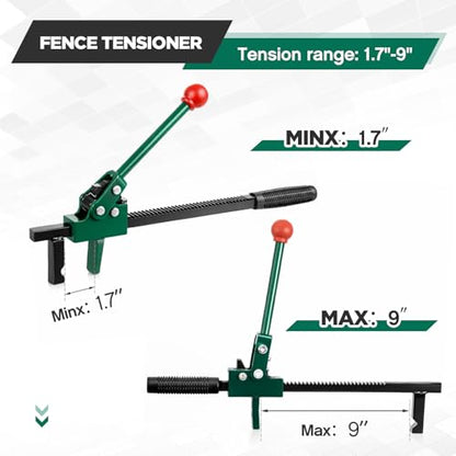 LEIFIDE 1 Pc Chain Link Fence Stretcher Tool Ratcheting Wire Tightener Puller for Woven Wire Fence 1.7''-9'' Tension Range Hooked Groove One-Hand Operation (16.5 Inch,Green) - color: Green, size: 16.5 Inch