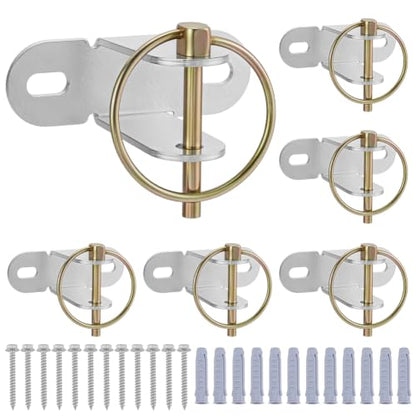 AHANDMAKER 6 Pack 304 Stainless Steel Water Bucket Hooks with Quick Release Pin Heavy Duty Iron and Horse Stall Bucket Holder for Horse Stall Stable Barn Livestock Feed Water Trough Mounting