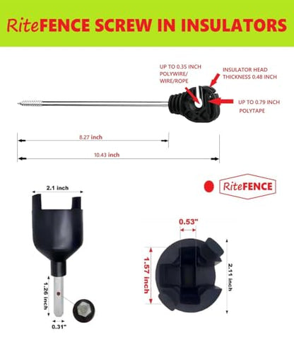 Electric Fencing Premium Stand Off/Long Arm Multi Purpose Insulator for Polywire/Polytape/Rope/Wire PK25 - size: PK25