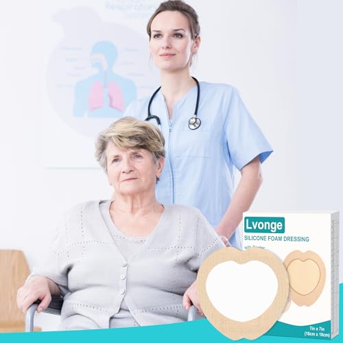 Sacrum Silicone Foam Dressing with Gentle Border, Sacrum Wound Bandages, Breathable Waterproof Sacral Dressing for Pressure Ulcers, Sacral Ulcers and Buttocks Bedsores (7" x 7", Pack of 5) - size: 7" x 7", 5 Pack