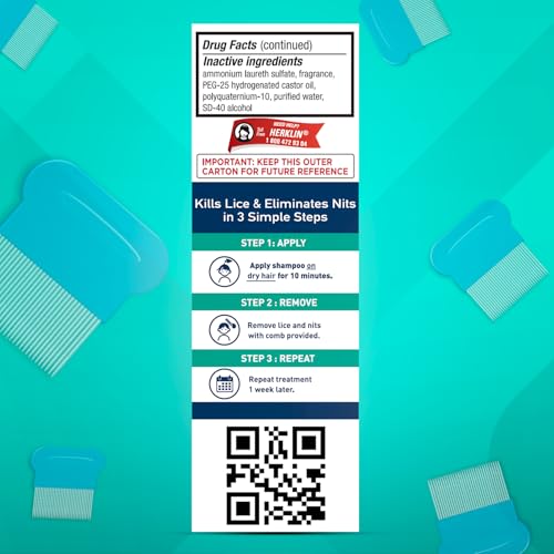 Herklin Lice Treatment Shampoo, Maximum Strength, Easy to Apply, 2 Fl Oz, Bottle