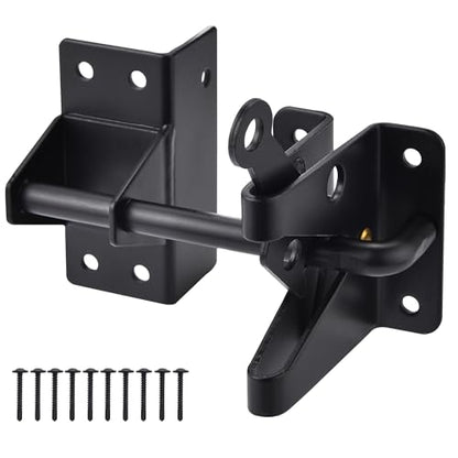 Heavy Duty Automatic Gate Latch for Wooden Fences,Self Locking Metal Gates for Vinyl Fence Outswinging Pool Gate Door Latches, Black | Heavy Duty Automatic Latch, For Metal Gates, Vinyl Fence, Outswinging Pool Gate Door, Black